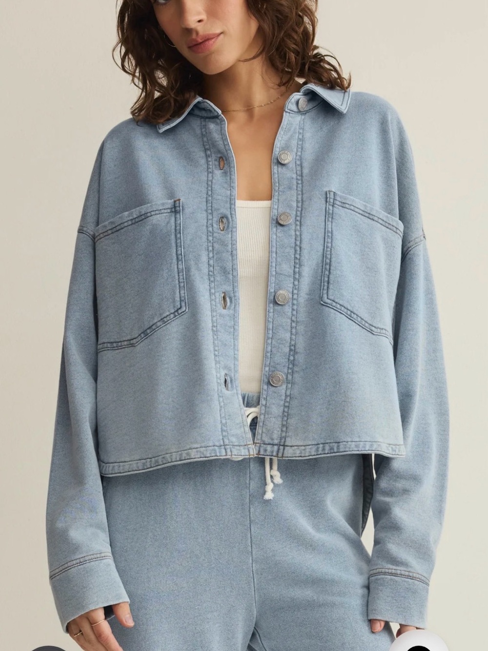 Z Supply ALL DAY CROPPED KNIT DENIM JACKET
